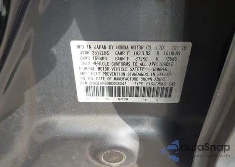 2011 Honda Fit Sport from USA, damaged, VIN JHMGE8H50BC008047